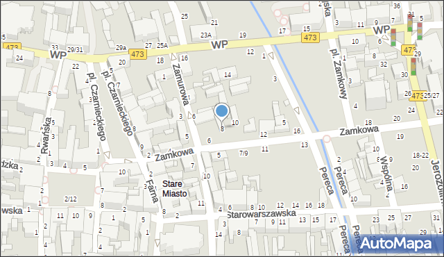 Piotrków Trybunalski, Zamkowa, 8, mapa Piotrków Trybunalski