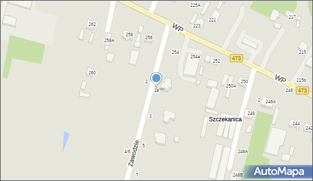 Piotrków Trybunalski, Zawodzie, 1a, mapa Piotrków Trybunalski