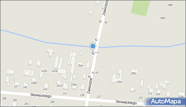 Piotrków Trybunalski, Zawodzie, 54, mapa Piotrków Trybunalski