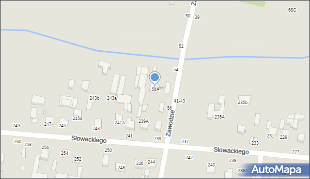 Piotrków Trybunalski, Zawodzie, 54A, mapa Piotrków Trybunalski