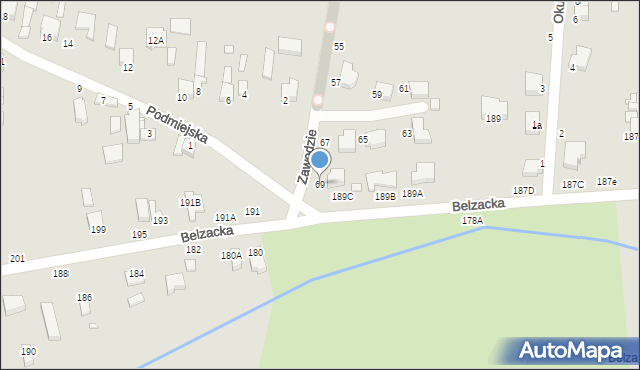 Piotrków Trybunalski, Zawodzie, 69, mapa Piotrków Trybunalski