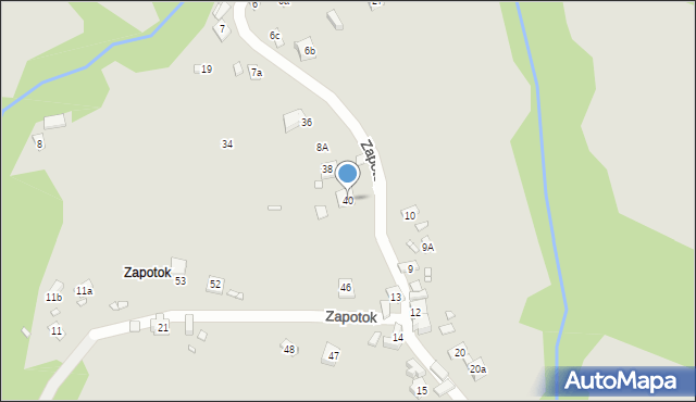 Piwniczna-Zdrój, Zapotok, 40, mapa Piwniczna-Zdrój