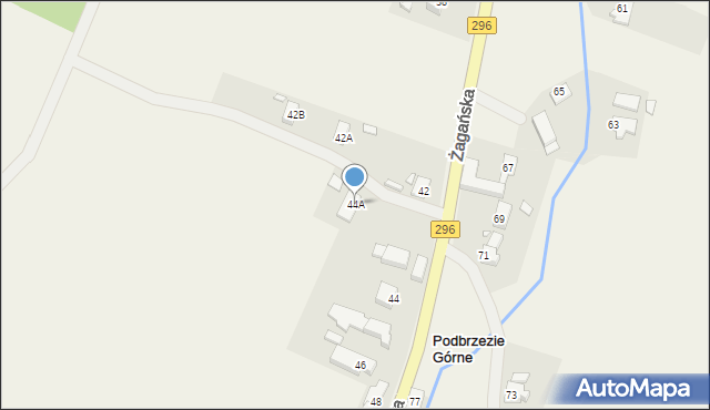 Podbrzezie Górne, Żagańska, 44A, mapa Podbrzezie Górne