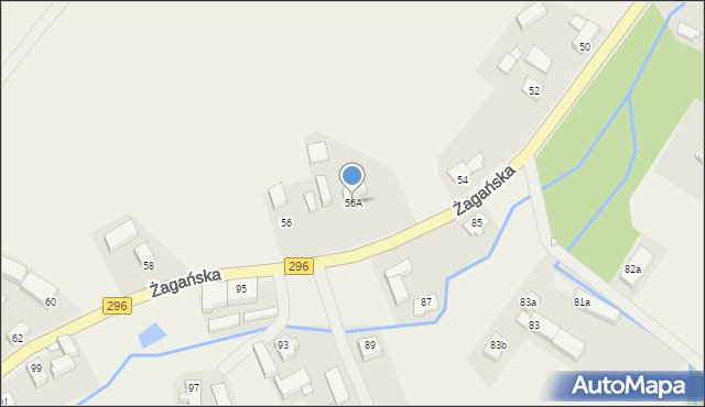 Podbrzezie Górne, Żagańska, 56A, mapa Podbrzezie Górne