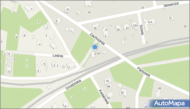 Podkowa Leśna, Zachodnia, 1, mapa Podkowa Leśna
