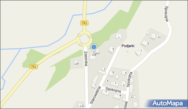 Podolsze, Zatorska, 108, mapa Podolsze