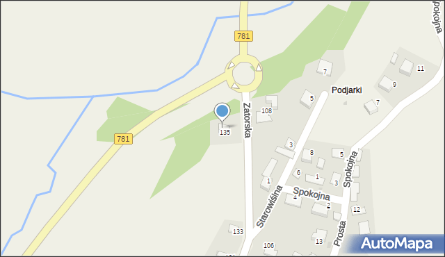 Podolsze, Zatorska, 139, mapa Podolsze