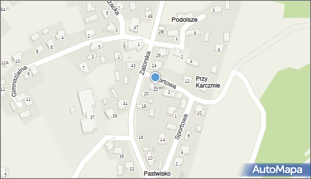 Podolsze, Zatorska, 22, mapa Podolsze