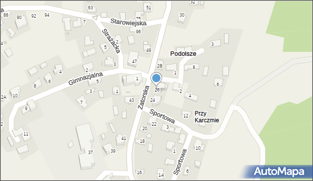 Podolsze, Zatorska, 26, mapa Podolsze