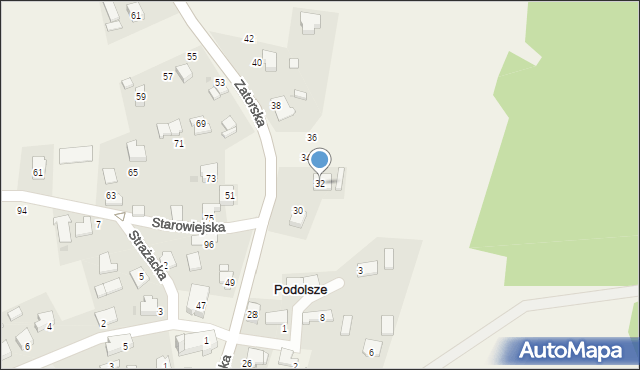 Podolsze, Zatorska, 32, mapa Podolsze