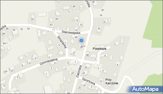 Podolsze, Zatorska, 49, mapa Podolsze