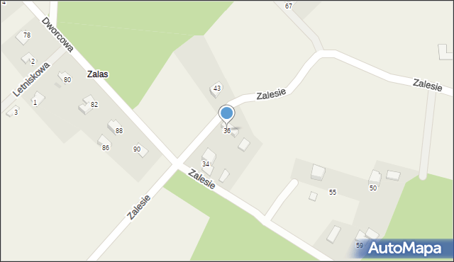 Pogórze, Zalesie, 36, mapa Pogórze