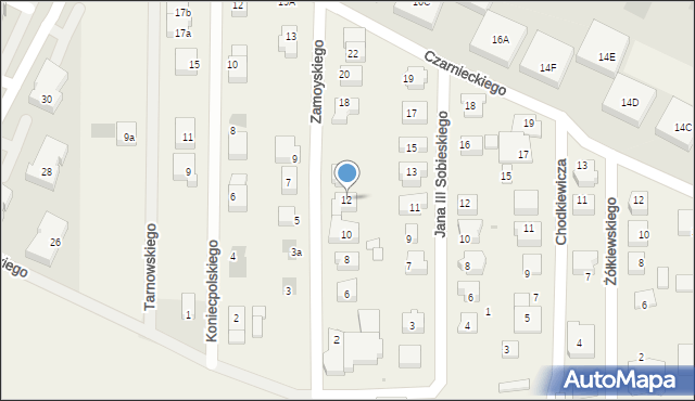 Pogórze, Zamoyskiego Jana, hetm., 12, mapa Pogórze
