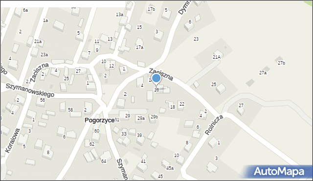 Pogorzyce, Zaciszna, 16, mapa Pogorzyce