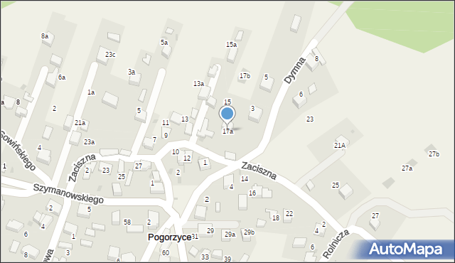 Pogorzyce, Zaciszna, 17a, mapa Pogorzyce