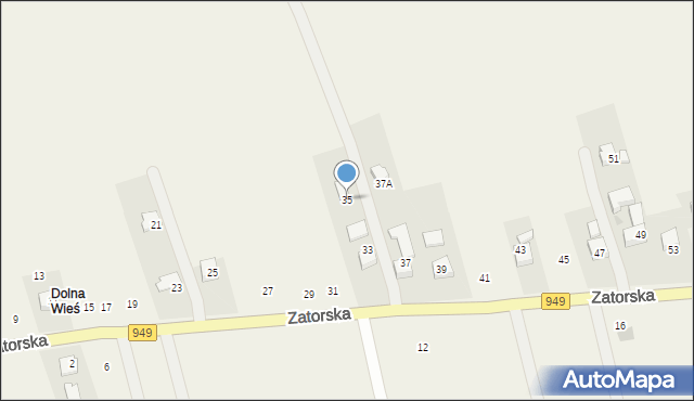 Polanka Wielka, Zatorska, 35, mapa Polanka Wielka