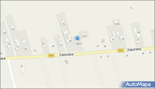 Polanka Wielka, Zatorska, 53, mapa Polanka Wielka