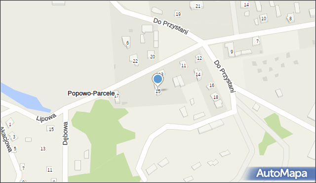 Popowo-Parcele, Zakątek, 15, mapa Popowo-Parcele