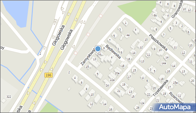 Poznań, Zamysłowska, 11a, mapa Poznania