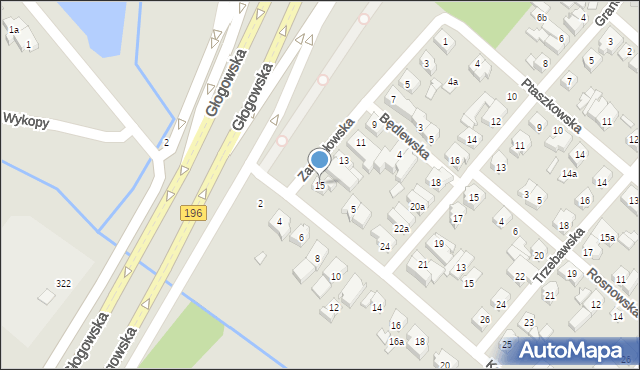 Poznań, Zamysłowska, 15, mapa Poznania