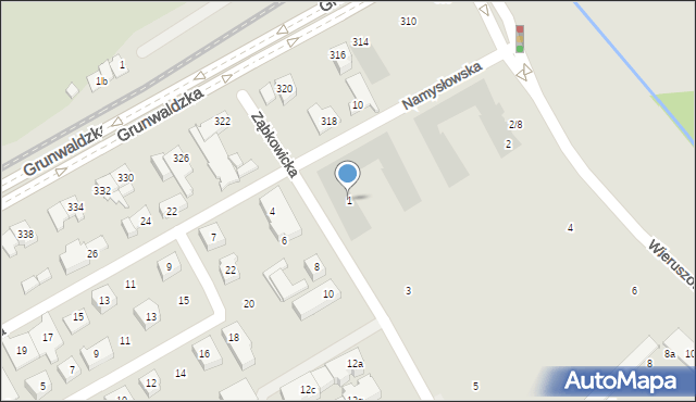 Poznań, Ząbkowicka, 1, mapa Poznania