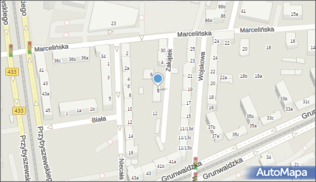 Poznań, Zakątek, 8, mapa Poznania