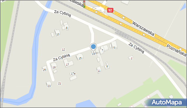 Poznań, Za Cybiną, 13, mapa Poznania