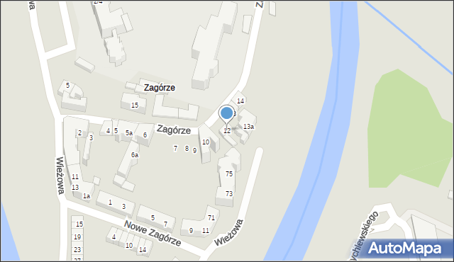 Poznań, Zagórze, 12, mapa Poznania