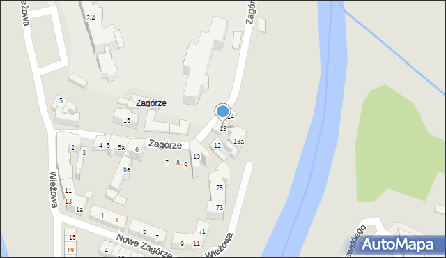 Poznań, Zagórze, 13, mapa Poznania