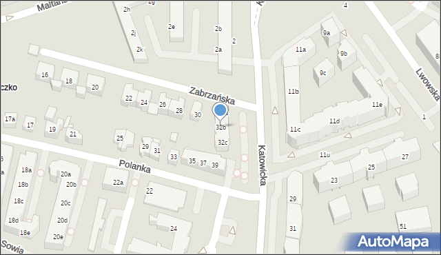 Poznań, Zabrzańska, 32b, mapa Poznania