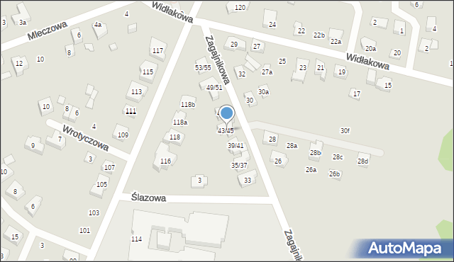 Poznań, Zagajnikowa, 43/45, mapa Poznania