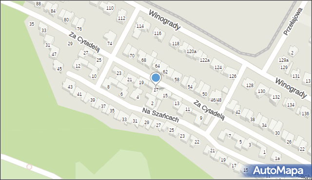 Poznań, Za Cytadelą, 17, mapa Poznania