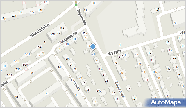 Poznań, Zagonowa, 23, mapa Poznania