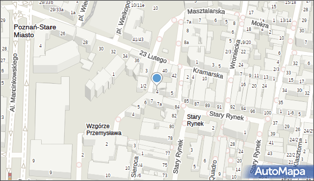 Poznań, Zamkowa, 4, mapa Poznania