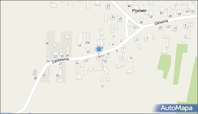 Proćwin, Zastawna, 15, mapa Proćwin