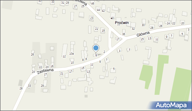 Proćwin, Zastawna, 4, mapa Proćwin