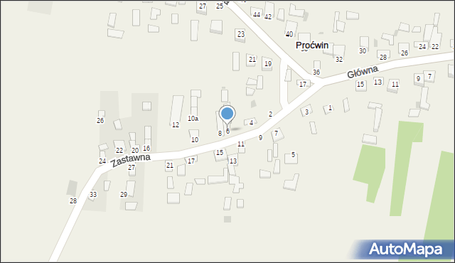 Proćwin, Zastawna, 6, mapa Proćwin