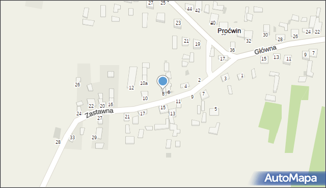 Proćwin, Zastawna, 8, mapa Proćwin