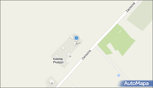 Pruszyn, Zaciszna, 20, mapa Pruszyn