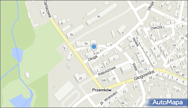 Przemków, Zamkowa, 3, mapa Przemków