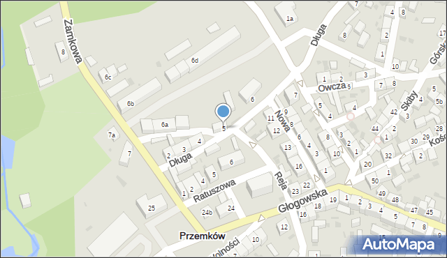 Przemków, Zamkowa, 5, mapa Przemków