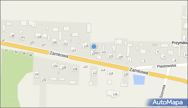 Przymiłowice, Zamkowa, 117, mapa Przymiłowice