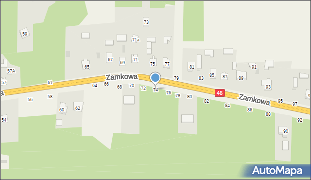 Przymiłowice, Zamkowa, 74, mapa Przymiłowice