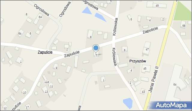 Przyszów, Zapuście, 7, mapa Przyszów