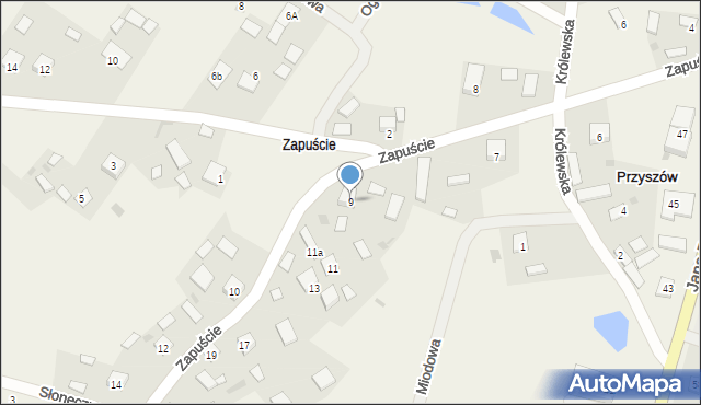 Przyszów, Zapuście, 9, mapa Przyszów