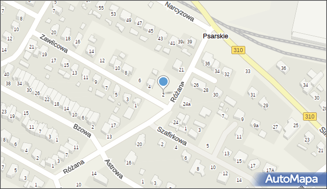 Psarskie, Zawilcowa, 2, mapa Psarskie