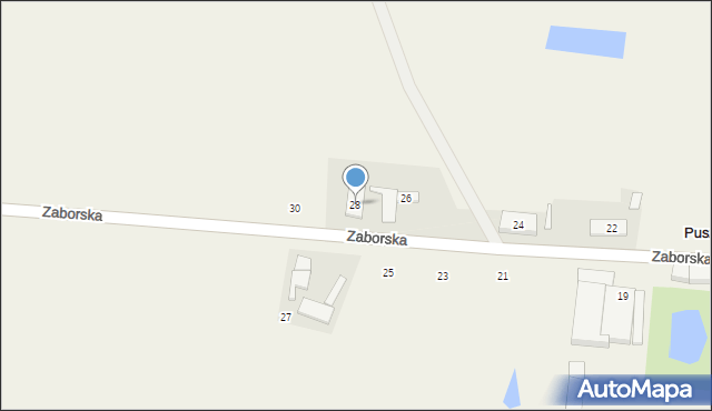 Puszczykowo-Zaborze, Zaborska, 28, mapa Puszczykowo-Zaborze