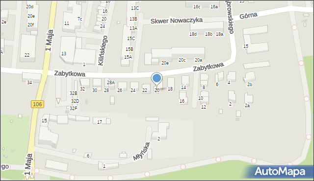 Pyrzyce, Zabytkowa, 20, mapa Pyrzyce