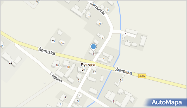 Pysząca, Zachodnia, 1, mapa Pysząca