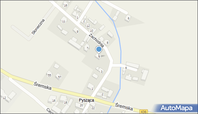 Pysząca, Zachodnia, 5, mapa Pysząca